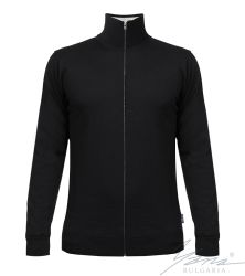 Herren-Strickjacke aus dünner Wolle mit durchgehendem Reißverschluss, dunkelblau