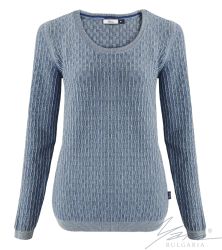 Damenpullover, Halssaum, blau / hellgrau