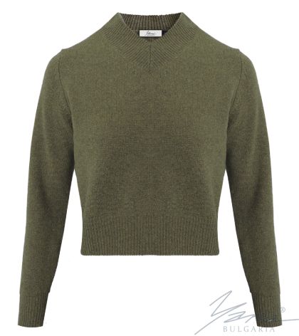 Damen-Wollpullover, spitz zulaufend, grün