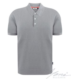 Men's polo collar shirt, short sleeves, gray