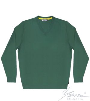 Herrenpullover, V-Ausschnitt, lange Ärmel, grun