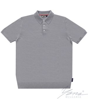 Men's polo collar shirt, short sleeves, gray