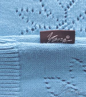 Дамски пуловер бие с къси ръкави син