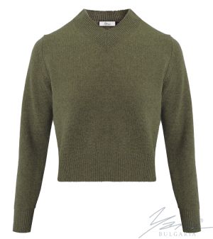 Damen-Wollpullover, spitz zulaufend, grün