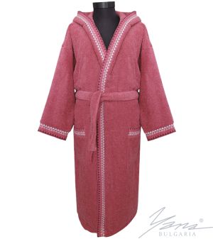 Дамски халат Микропамук F296 т. роза